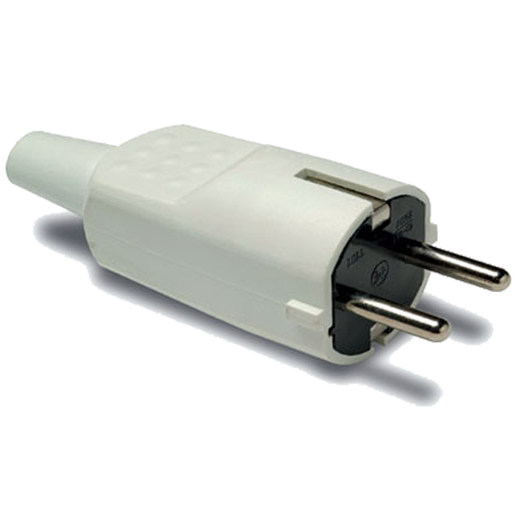 Famatel Strujni utikač 4.8mm Schuko, 2P+E, 16A/250V, bijeli - 1104-B