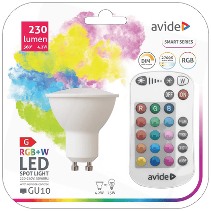 Avide Pametna sijalica, LED 4.2W, GU10, RGB+W, daljinski - Smart LED GU10 4.9W