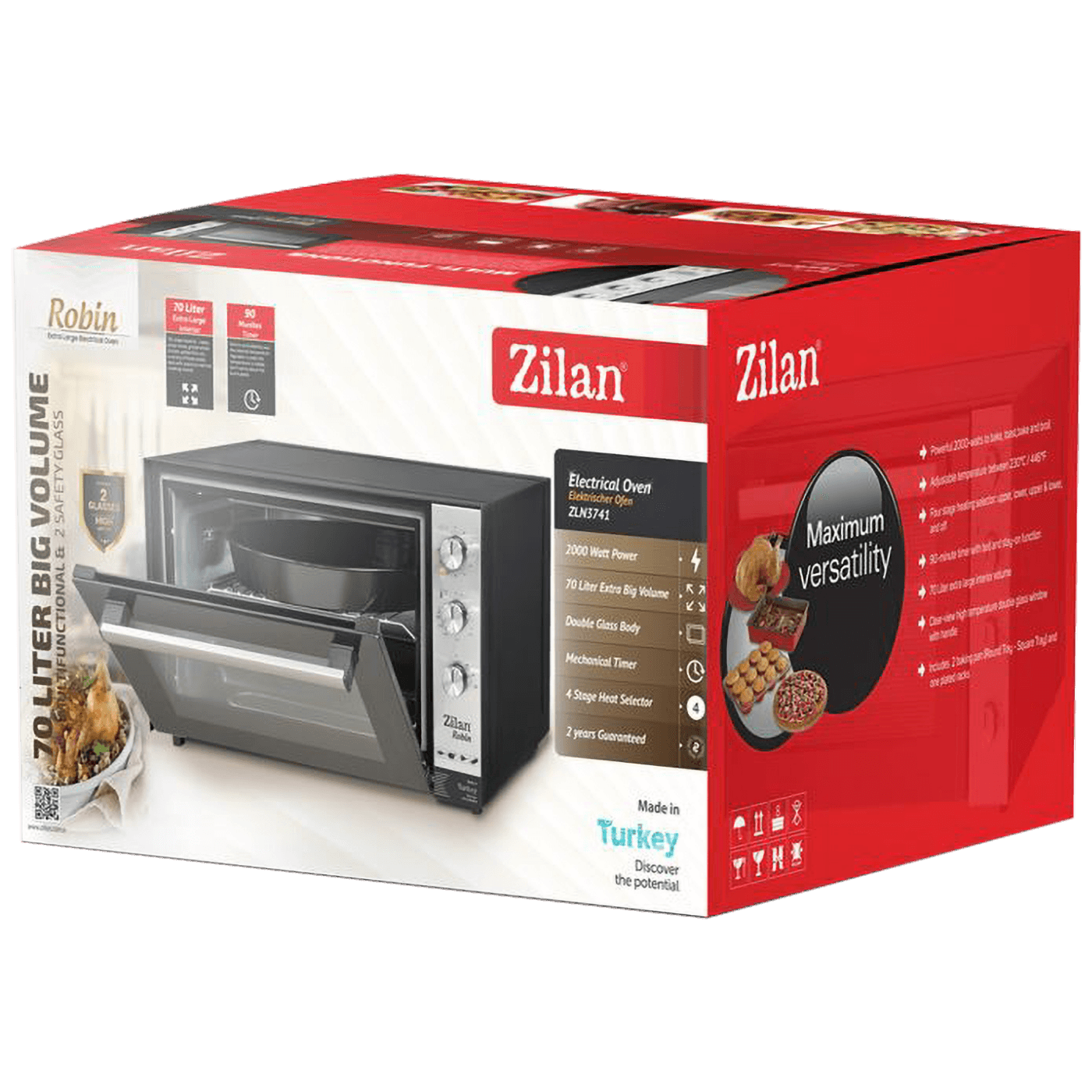 Zilan Mini pećnica, zapremina 70 l, 2000 W, crna - ZLN3741