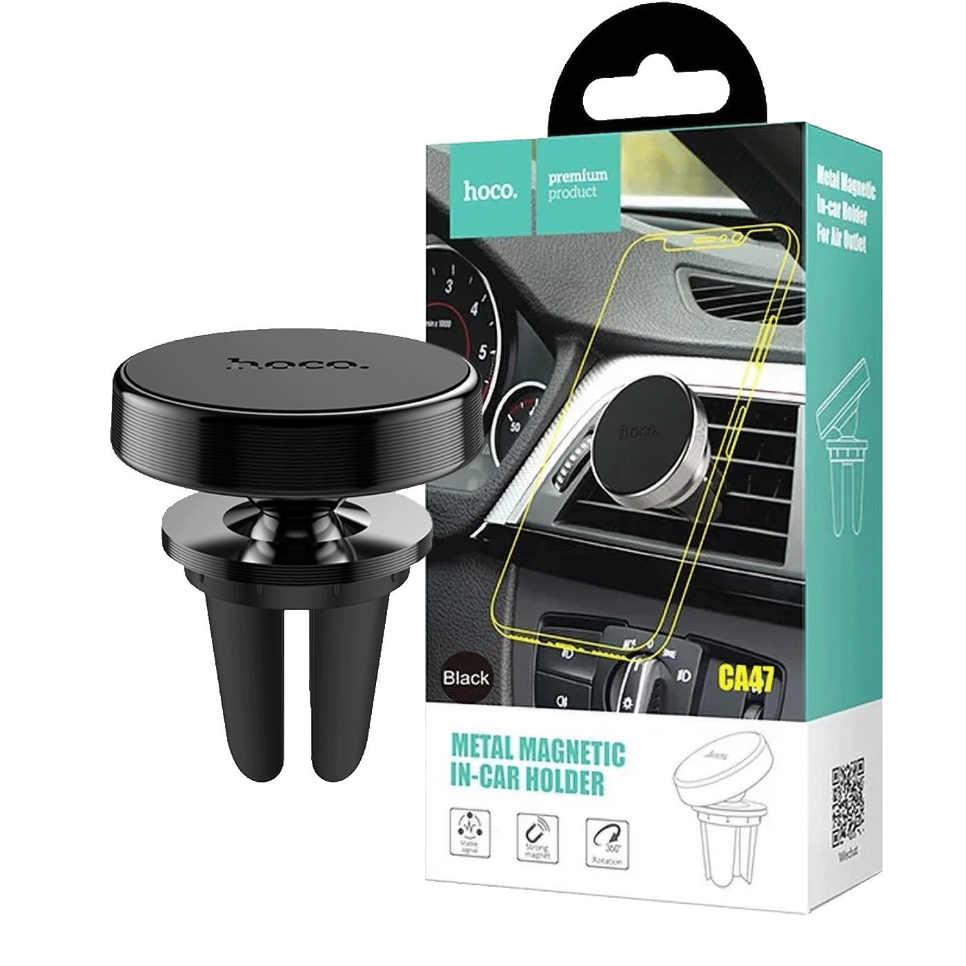 hoco. Držač za mobilne uređaje, magnetni, Alu tijelo - CA47 Metal Black