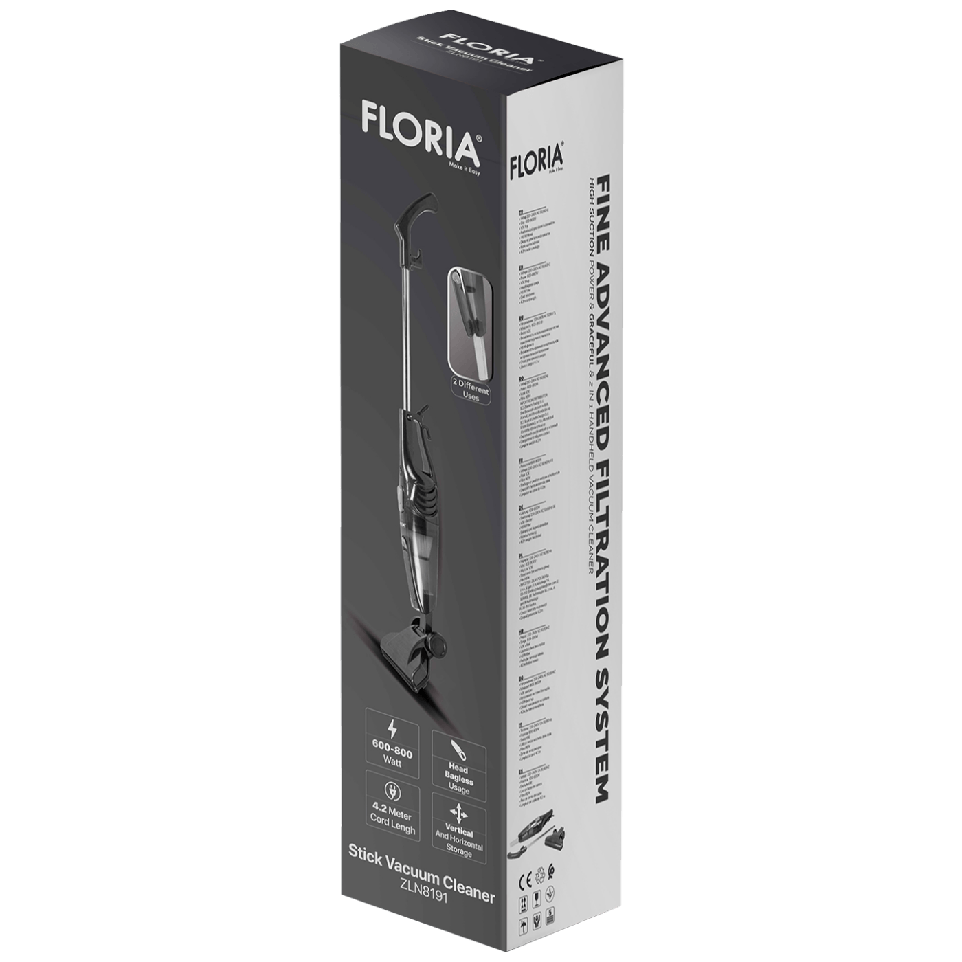 Floria Usisavač sa posudom, 2u1, vertikalni, 800W - ZLN8191