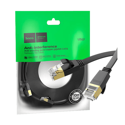 hoco. Mrežni kabl, CAT6, Gigabit Ethernet, flat, 10 met., crna - US07 General, 10 met.