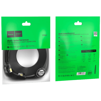 hoco. Mrežni kabl, CAT6, Gigabit Ethernet, flat, 10 met., crna - US07 General, 10 met.