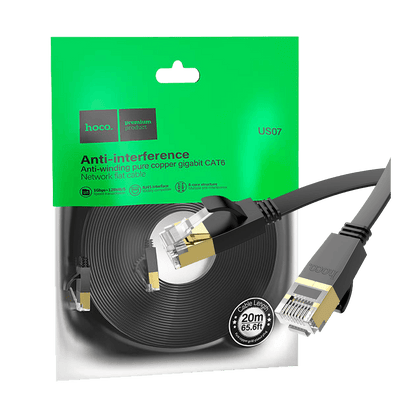 hoco. Mrežni kabl, CAT6, Gigabit Ethernet, flat, 20 met., crna - US07 General, 20 met.