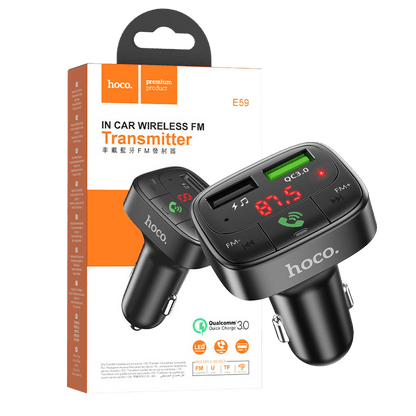 hoco. FM modulator, Bluetooth, 12/24V, 2 x USB, microSD, PD 18W - E59 Promise