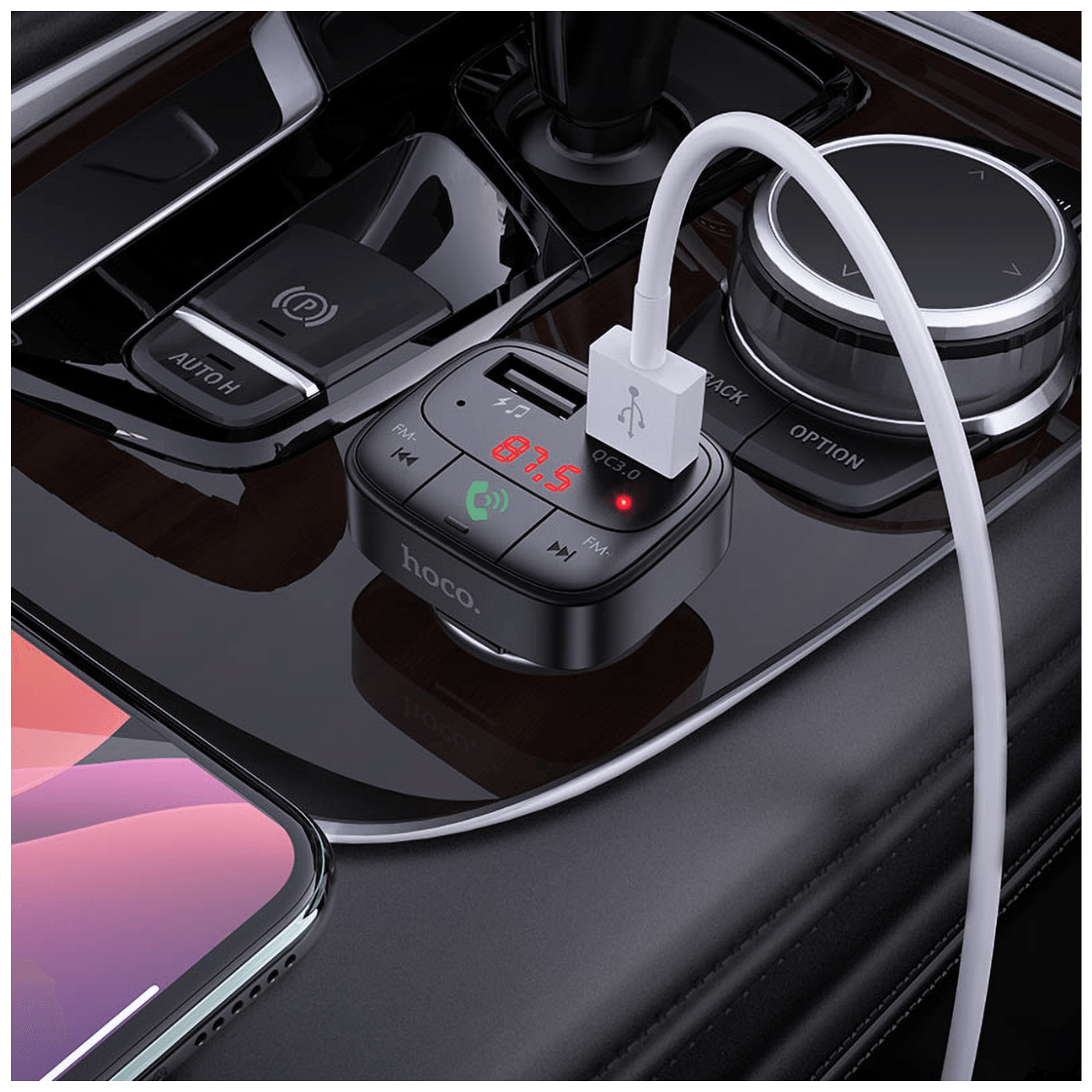 hoco. FM modulator, Bluetooth, 12/24V, 2 x USB, microSD, PD 18W - E59 Promise