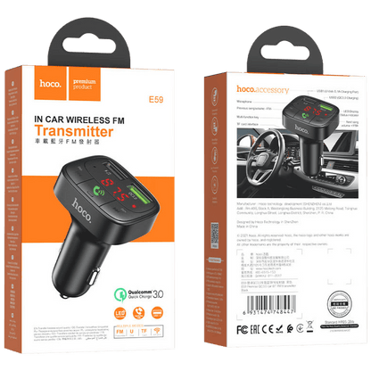 hoco. FM modulator, Bluetooth, 12/24V, 2 x USB, microSD, PD 18W - E59 Promise