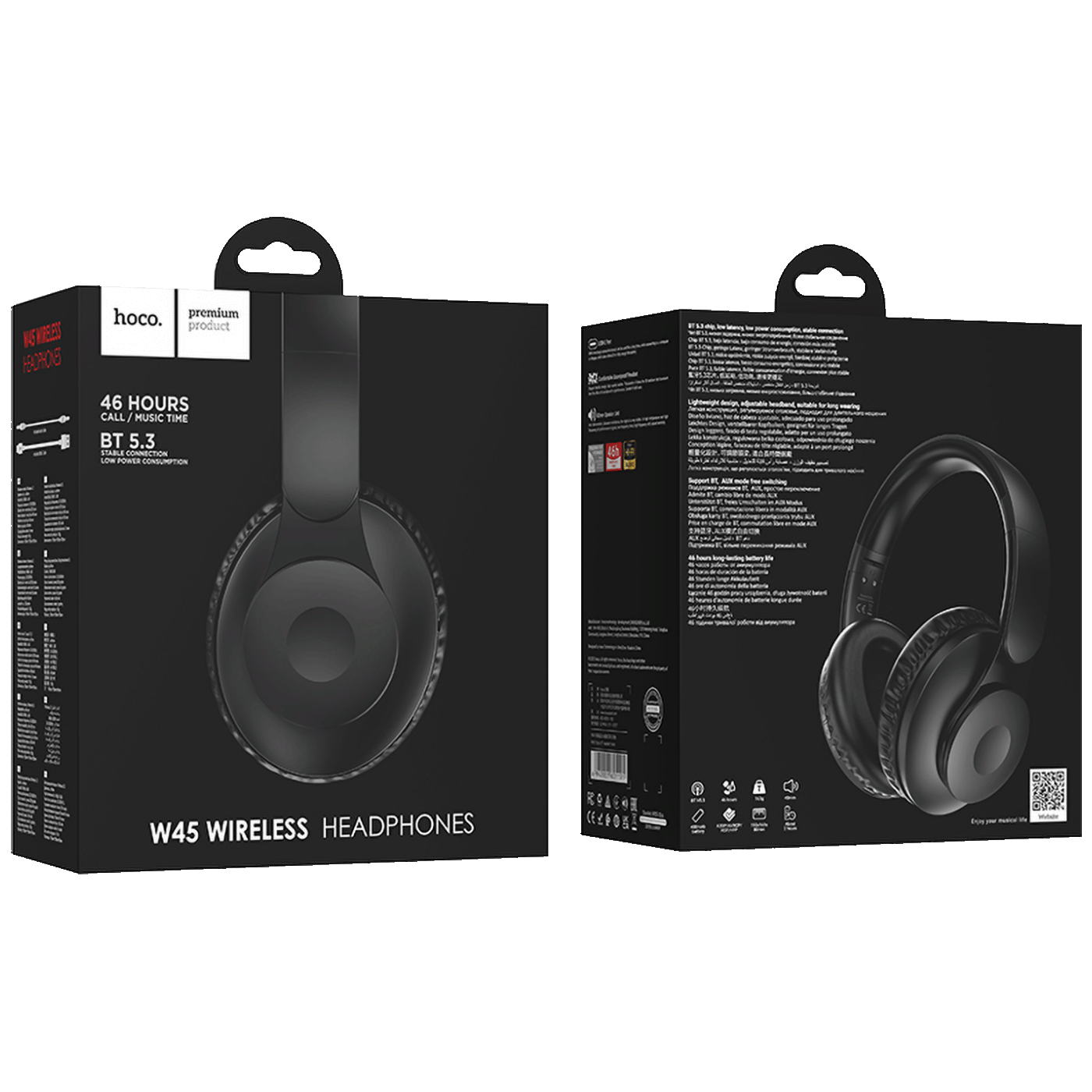 hoco. Slušalice bežične, Bluetooth - W45 Enjoy, Black