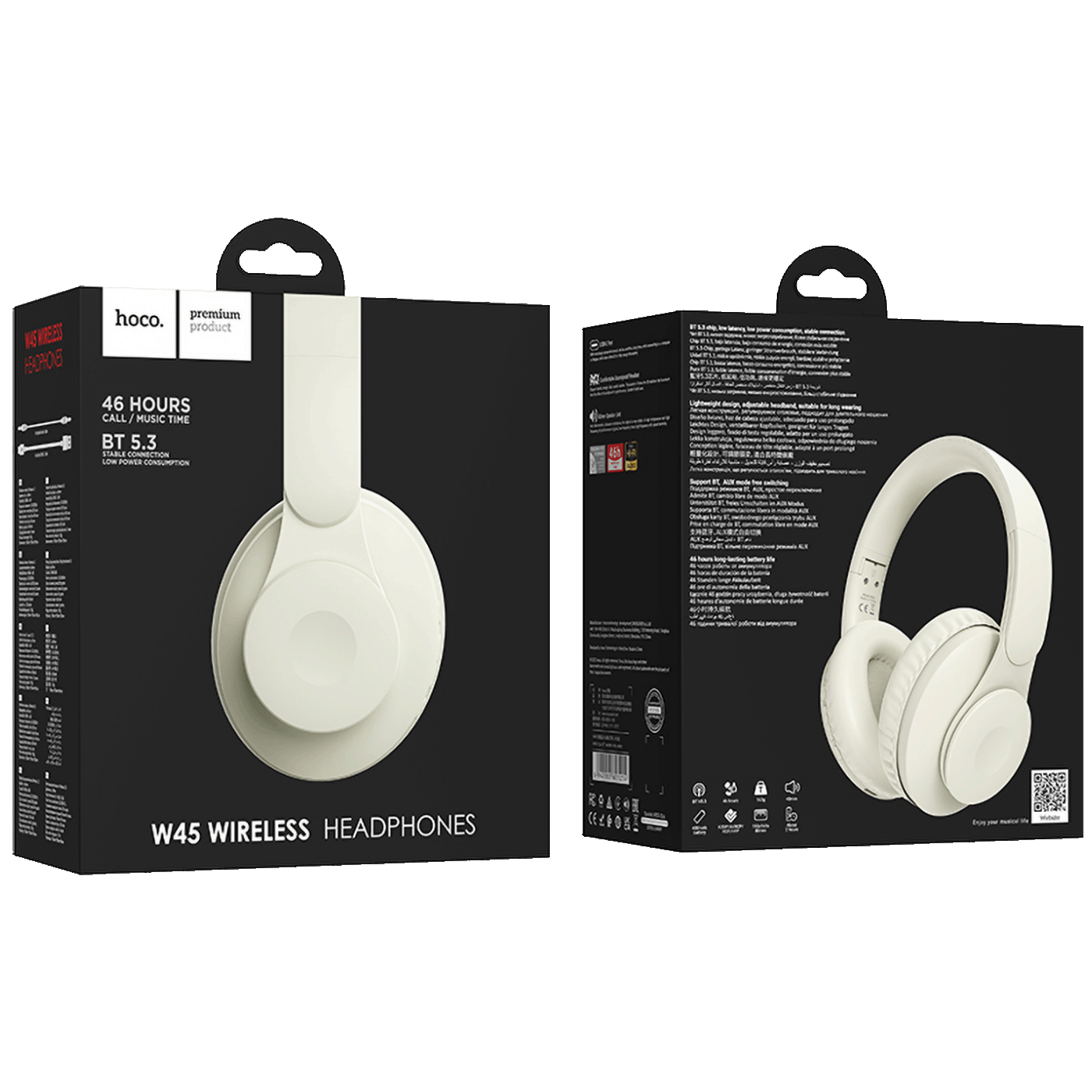hoco. Slušalice bežične, Bluetooth - W45 Enjoy, White
