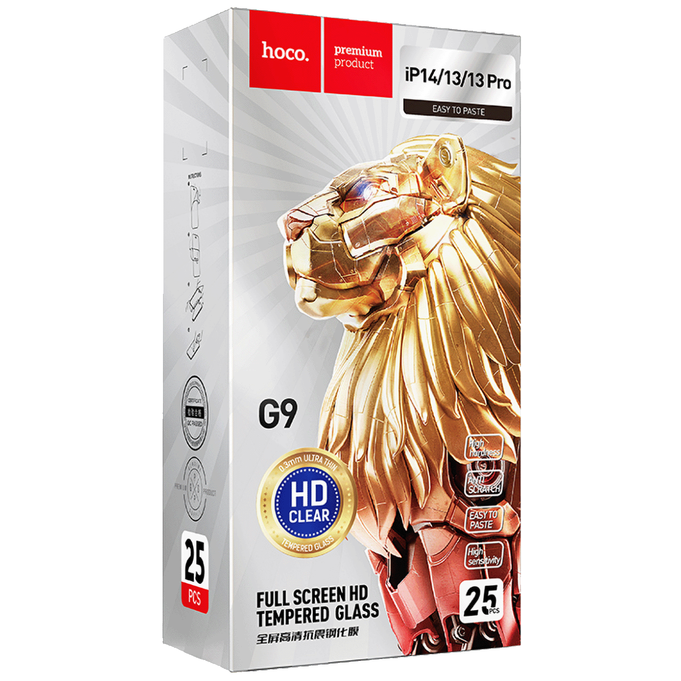 hoco. Zaštitno staklo za iPhone 13 / 13 Pro / 14, 25 kom - G9