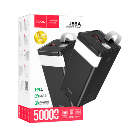 hoco. Punjač prijenosni sa lampom, 50000mAh, brzi QC/PD, 3A - J86A Powermaster