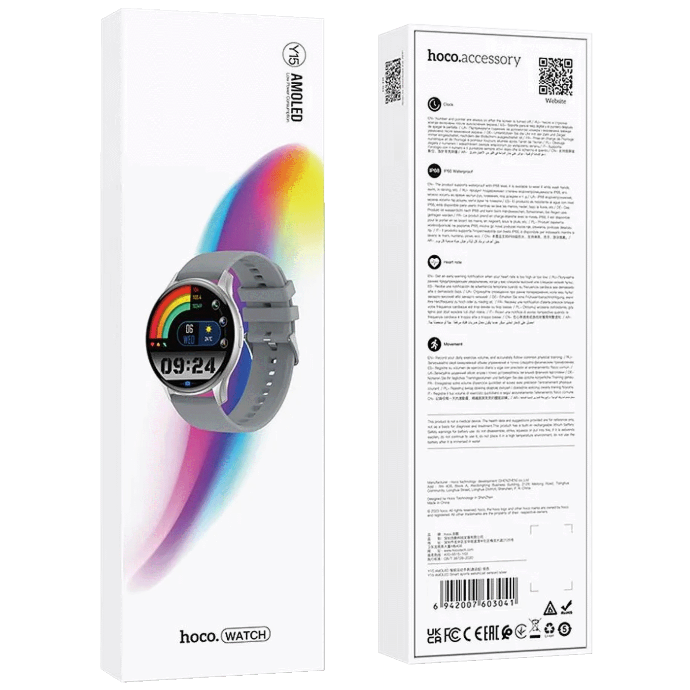 hoco. Pametni sat, 1.43" AMOLED, Bluetooth, IP68 - Y15 Silver