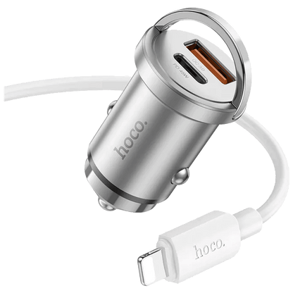 hoco. Auto punjač, brzi, sa Lightning kabelom, PD45W+QC3.0 - NZ10 Handy, Lightning