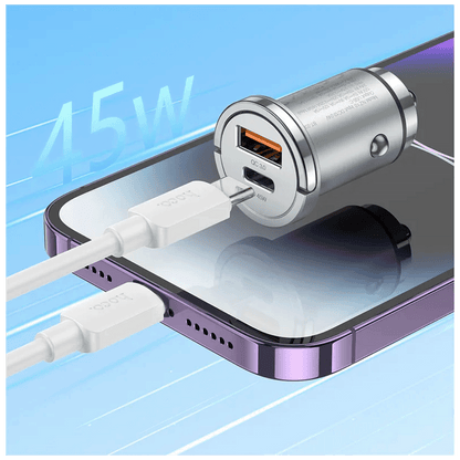 hoco. Auto punjač, brzi, sa Lightning kabelom, PD45W+QC3.0 - NZ10 Handy, Lightning