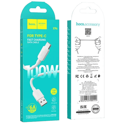 hoco. USB kabl za smartphone, USB-A to type C, 100W, bijela - X96 Hyper, 100W, White