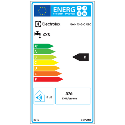 Electrolux Bojler 15 lit., Cijevni električni grijač (TEN), 2kW, IPX4 - EWH 15 Q O EEC