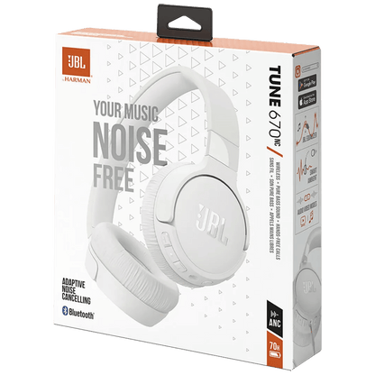 JBL Slušalice bežične sa mikrofonom, Bluetooth + audio kabel - Tune 670NC White