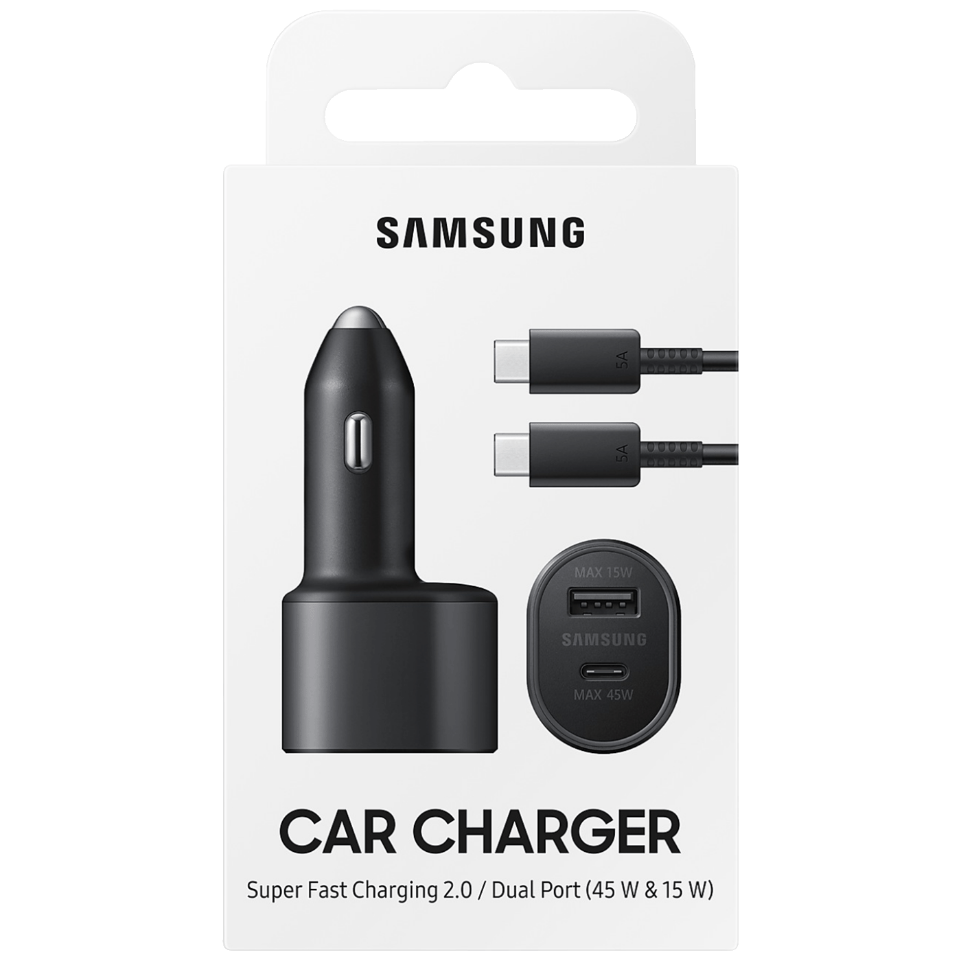 Samsung Auto punjač sa type C kabelom, brzi, USB-A, USB-C, 45W+15W - EP-L5300XB