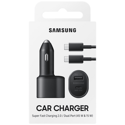 Samsung Auto punjač sa type C kabelom, brzi, USB-A, USB-C, 45W+15W - EP-L5300XB