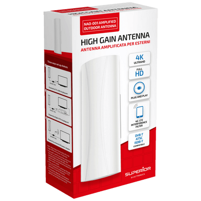 Superior Antena sa pojačalom, HD/Full HD/Ultra HD DVB-T2, outdoor - NAO001
