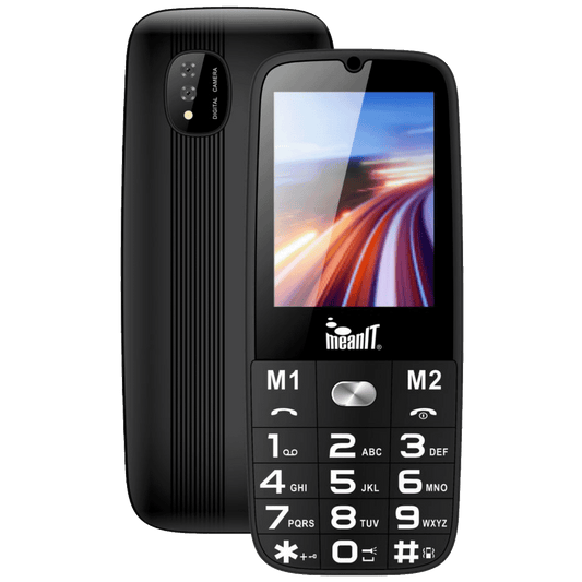 MeanIT Telefon mobilni, SOS tipka, LED svjetiljka - SENIOR 15, Crni