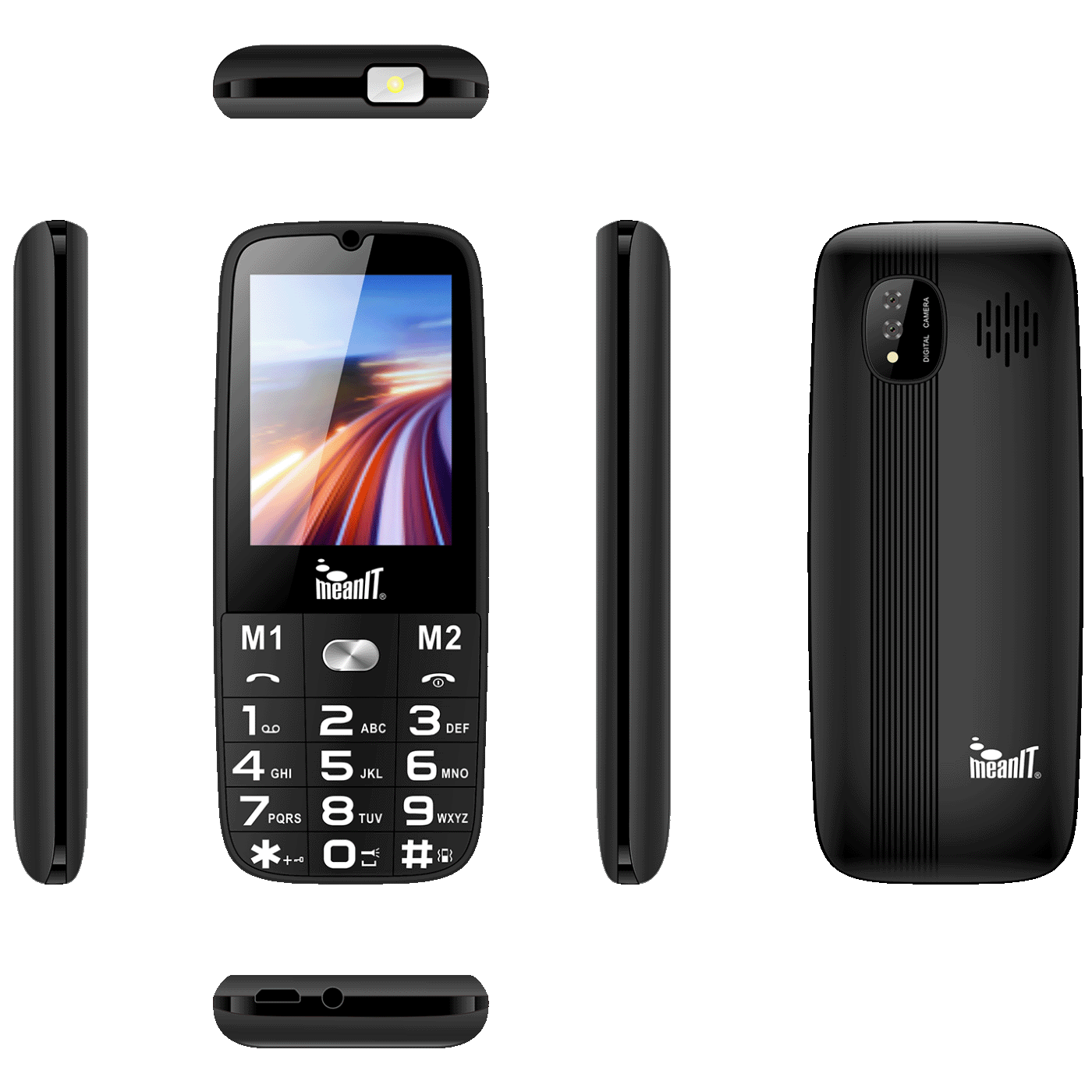 MeanIT Telefon mobilni, SOS tipka, LED svjetiljka - SENIOR 15, Crni