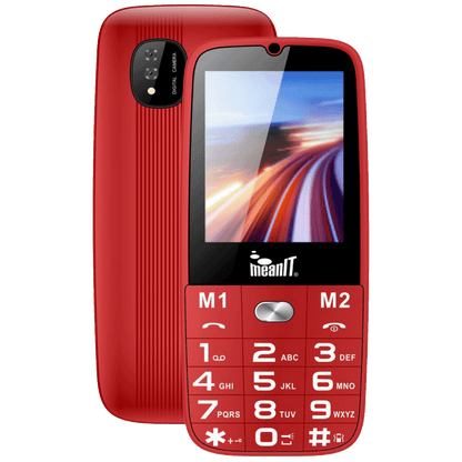MeanIT Telefon mobilni, SOS tipka, LED svjetiljka - SENIOR 15, Crveni