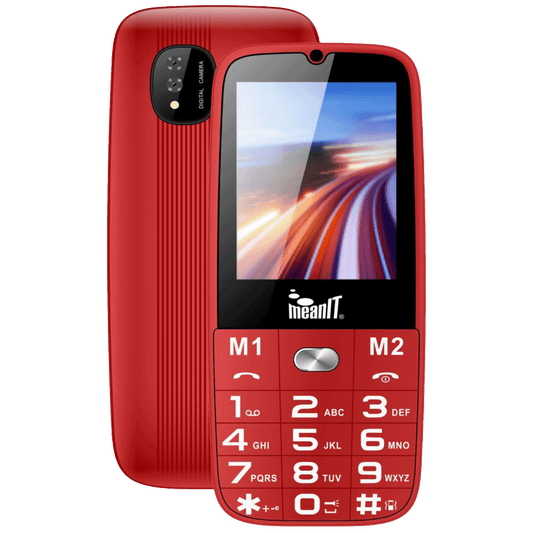 MeanIT Telefon mobilni, SOS tipka, LED svjetiljka - SENIOR 15, Crveni
