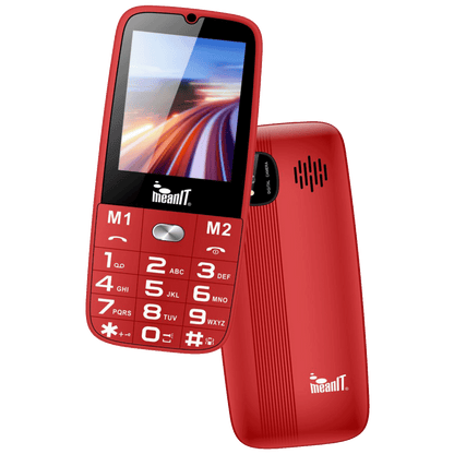MeanIT Telefon mobilni, SOS tipka, LED svjetiljka - SENIOR 15, Crveni