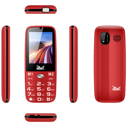 MeanIT Telefon mobilni, SOS tipka, LED svjetiljka - SENIOR 15, Crveni