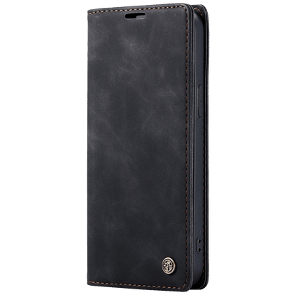 CaseMe Futrola preklopna za iPhone 15, koža, crna - Flip Leather Phone Case iPhone 15