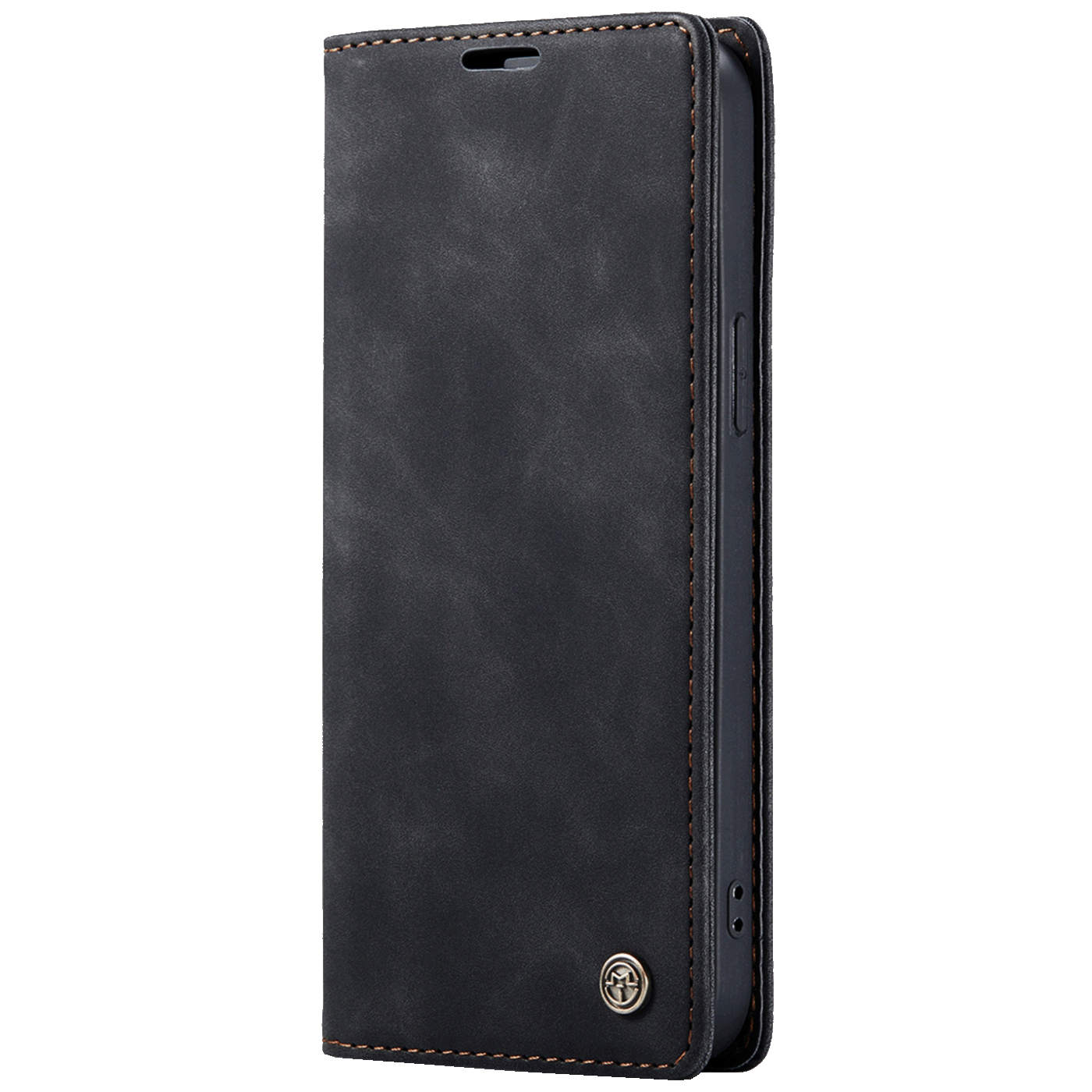 CaseMe Futrola preklopna za iPhone 15 Pro, koža, crna - Flip Leat. Phone Case iPhone 15 Pro