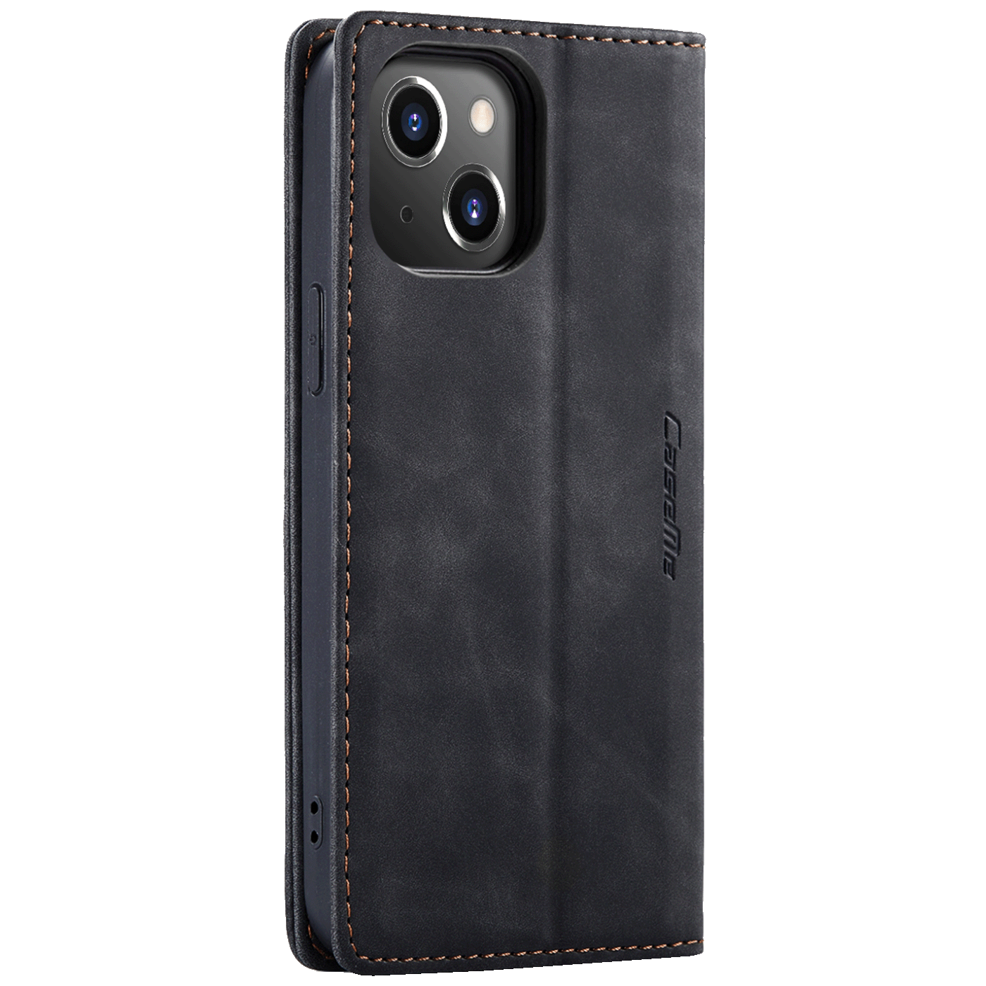 CaseMe Futrola preklopna za iPhone 14, koža, crna - Flip Leather Phone Case iPhone 14