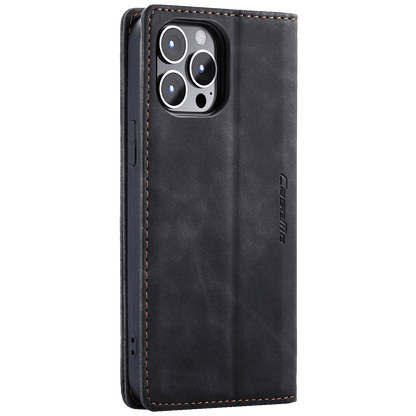 CaseMe Futrola preklopna za iPhone 14 Pro Max, koža, crna - Flip Lea. P. Case iPhone 14 Pro Max