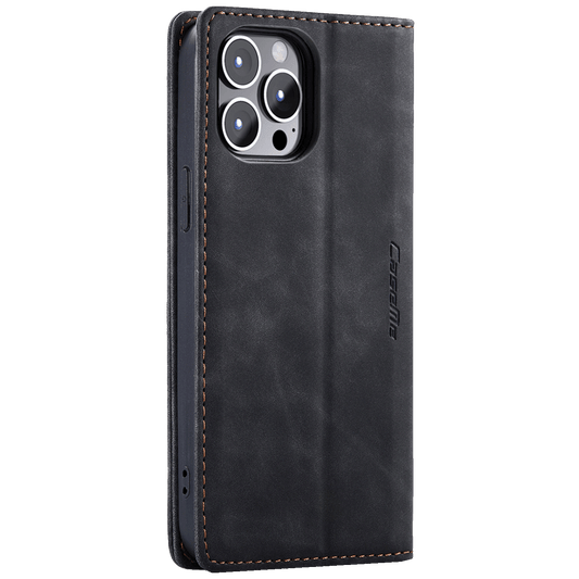 CaseMe Futrola preklopna za iPhone 14 Pro Max, koža, crna - Flip Lea. P. Case iPhone 14 Pro Max