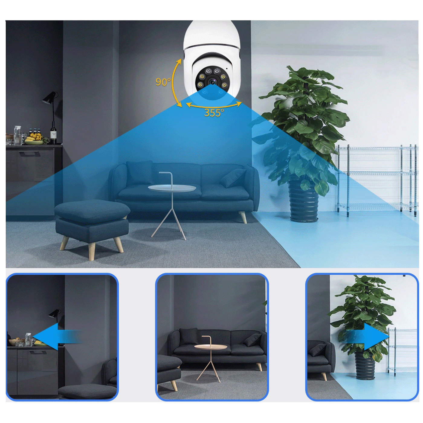 Escam Kamera za video nadzor, detektor pokreta, 4Mpixel, E27, WiFi - PR001