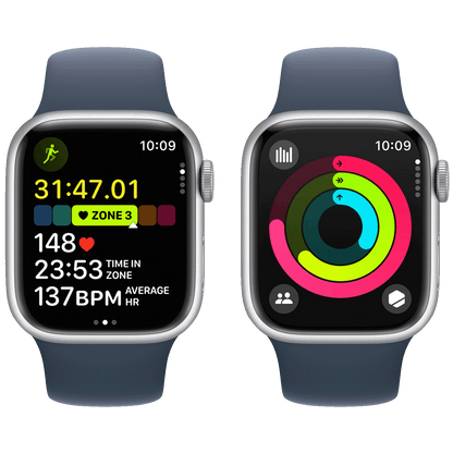 Apple Pametni sat, 1.69" LTPO OLED zaslon, vodootporan BT, WiFi - Watch Series 9 GPS 41mm Silver