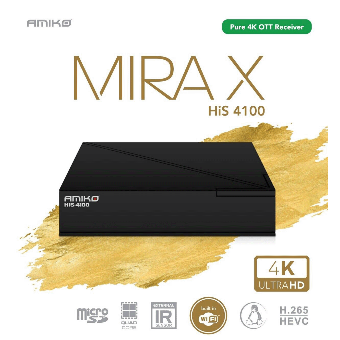 Amiko Prijemnik IPTV@Linux,  4K UHD, H.265, LAN, WiFi - MIRAX HIS-4100 Pure OTT