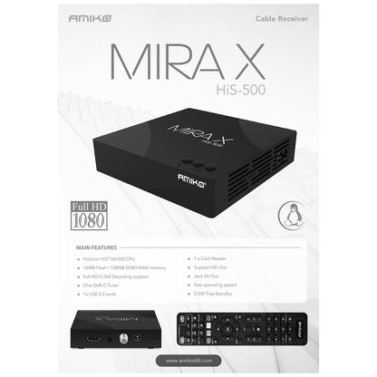 Amiko Prijemnik zemaljski@Linux, FullHD, DVB-C, H.264 - MIRAX HIS-500