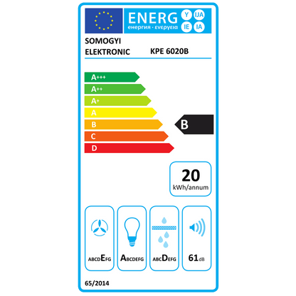 home Napa TORNADO 60 cm, protok 200 m³/h, 38W, crna - KPE 6020B