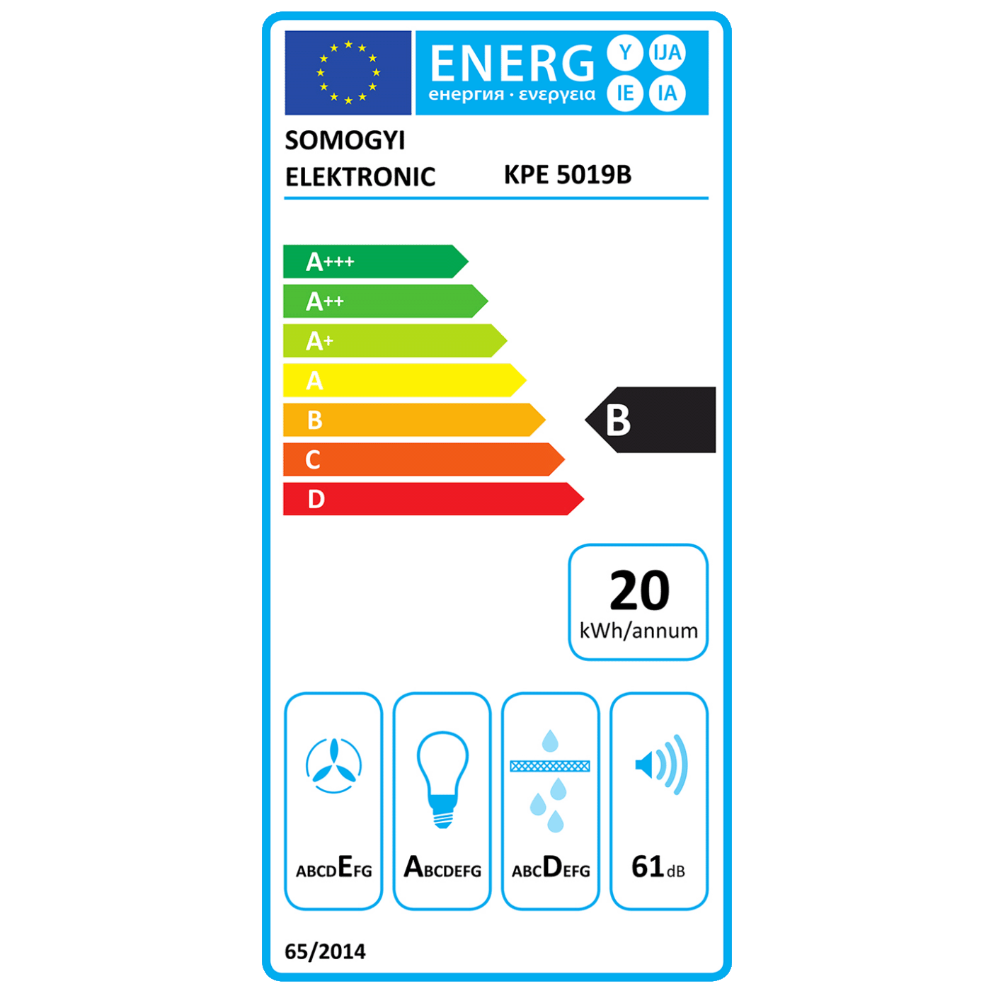 home Napa STORM 50 cm, protok zraka 190 m³/h, 38W, crna - KPE 5019B