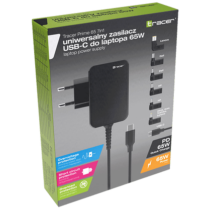 Tracer Adapter / Punjač za laptop, univerzalni, 7u1, 65W - NOTEBOOK CHARGER PRIME 65W 7IN1
