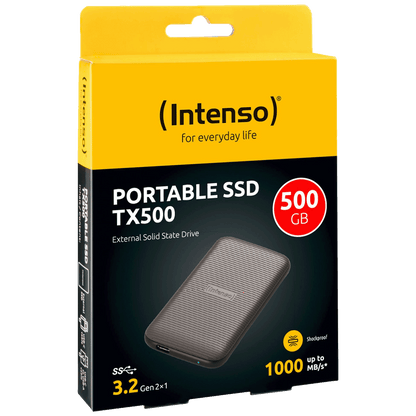 (Intenso) Eksterni SSD, do 1000 MB/s, kapacitet 500GB, USB 3.2 - External SSD TX500 500GB