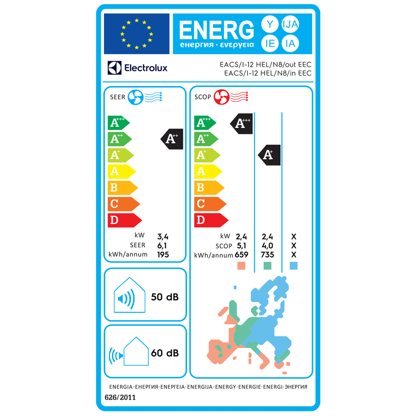 Electrolux Klima uređaj, 12000Btu, -20°, WiFi, Inverter, A++ - EACS/I-12HEL/N8 EEC