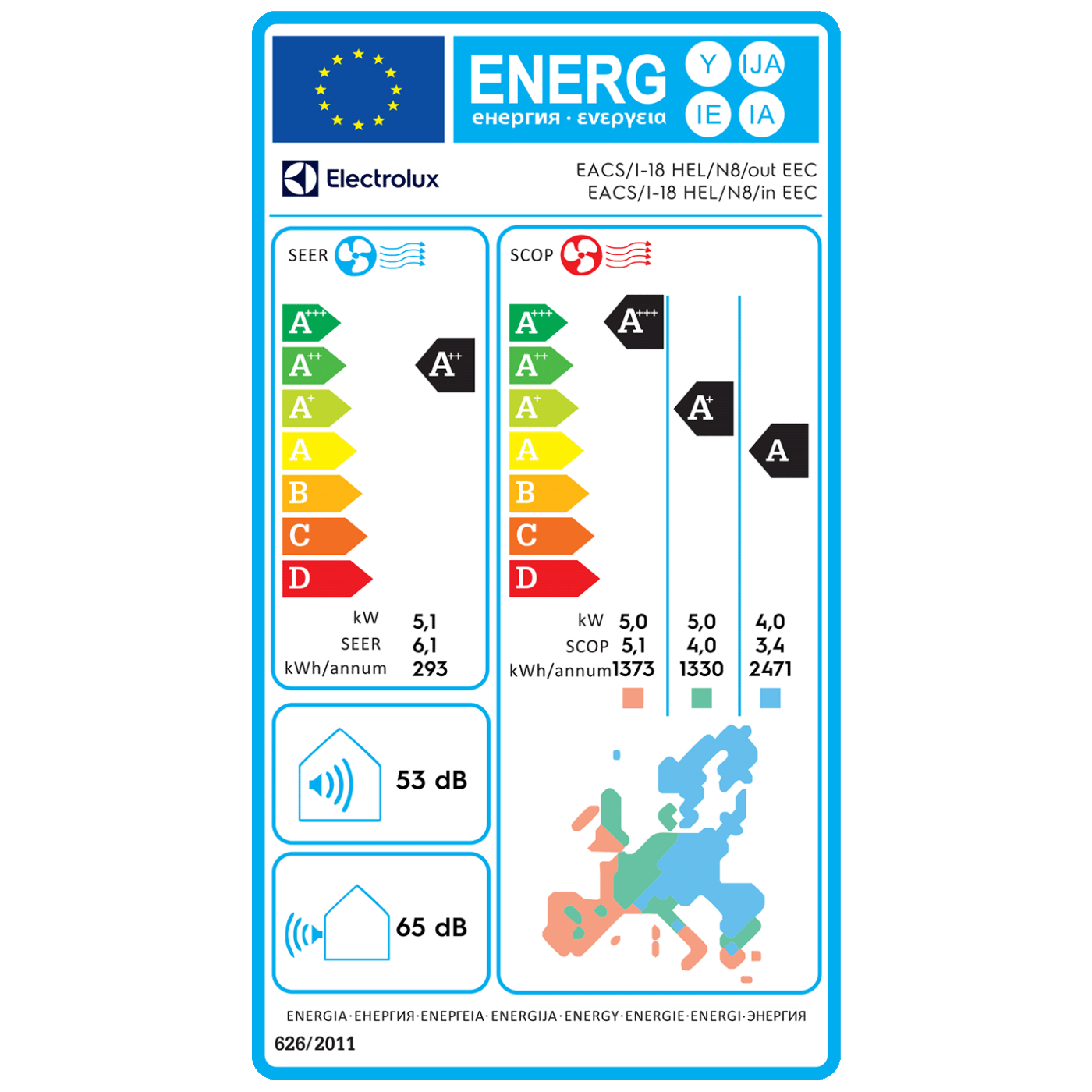Electrolux Klima uređaj, 18000Btu, -20°, Wifi, Inverter, A++ - EACS/I-18HEL/N8 EEC