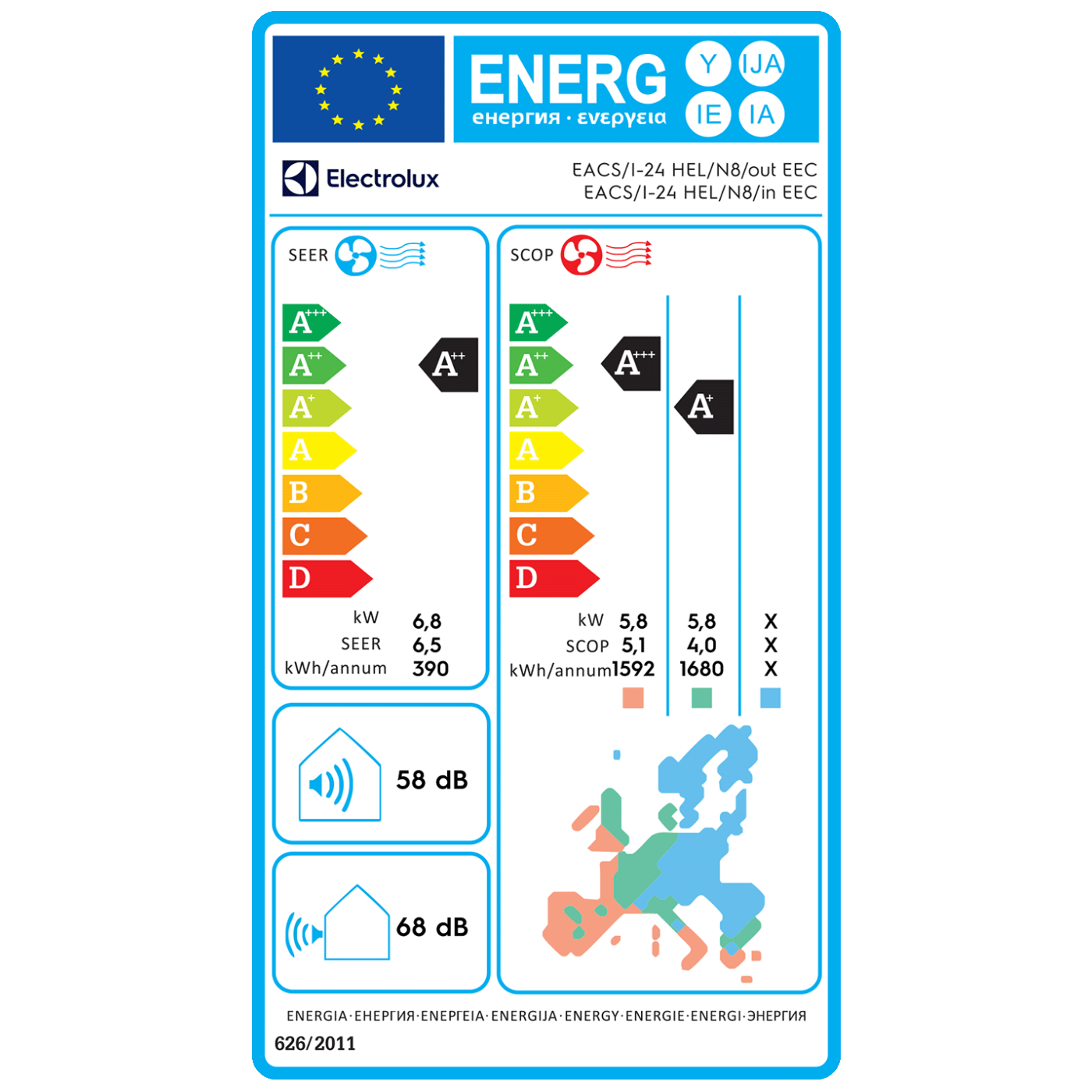 Electrolux Klima uređaj, 24000Btu, -20°, WiFi, Inverter, A++ - EACS/I-24HEL/N8 EEC
