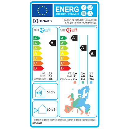 Electrolux Klima uređaj, 12000Btu, -20°, WiFi, 2XGrijac, INVERTER, A++ - EACS/I-12HTP/HC/N8 EEC