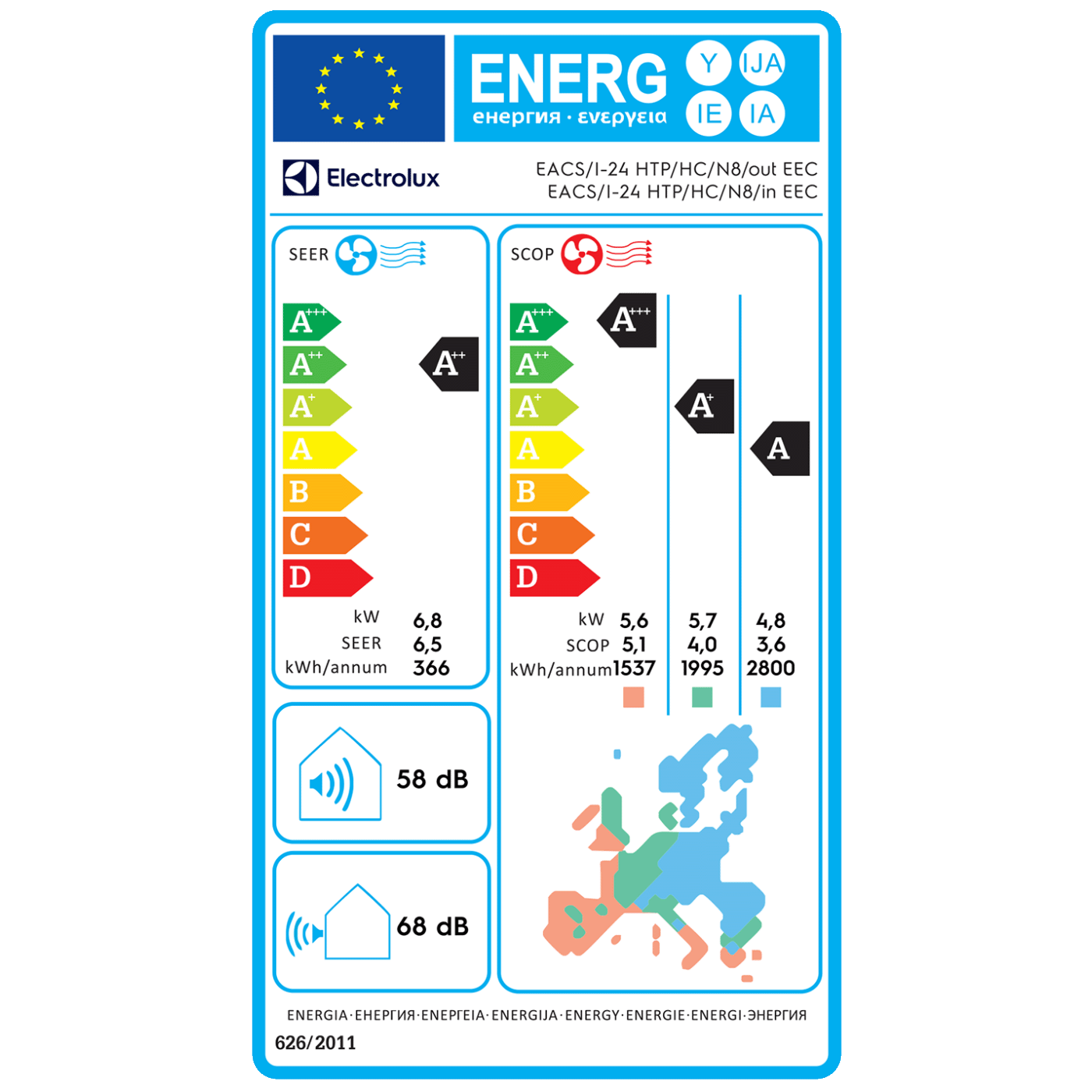 Electrolux Klima uređaj, 24000Btu, -20°, WiFi, 2XGrijac, INVERTER, A++ - EACS/I-24HTP/HC/N8 EEC