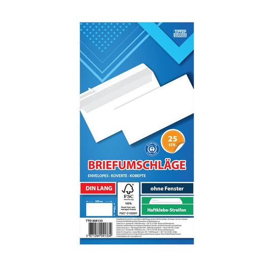 Koverta strip Amerikan bez prozora, 25/1, bijela