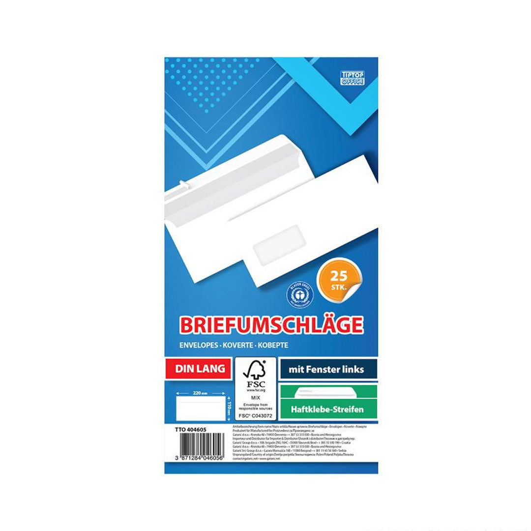 Koverta strip Amerikan lijevi prozor, 25/1, bijela